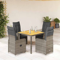 Set Bistrò da Giardino 5 pz con Cuscini in Polyrattan Grigio 3277021