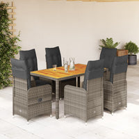 Set Bistrò da Giardino 7 pz con Cuscini in Polyrattan Grigio 3277023