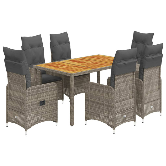 Set Bistrò da Giardino 7 pz con Cuscini in Polyrattan Grigio 3277024