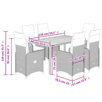 Set Bistrò da Giardino 7 pz con Cuscini in Polyrattan Grigio 3277024