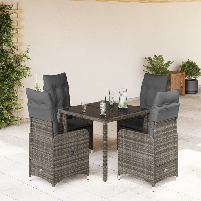 Set Bistrò da Giardino 5 pz con Cuscini in Polyrattan Grigio 3277032