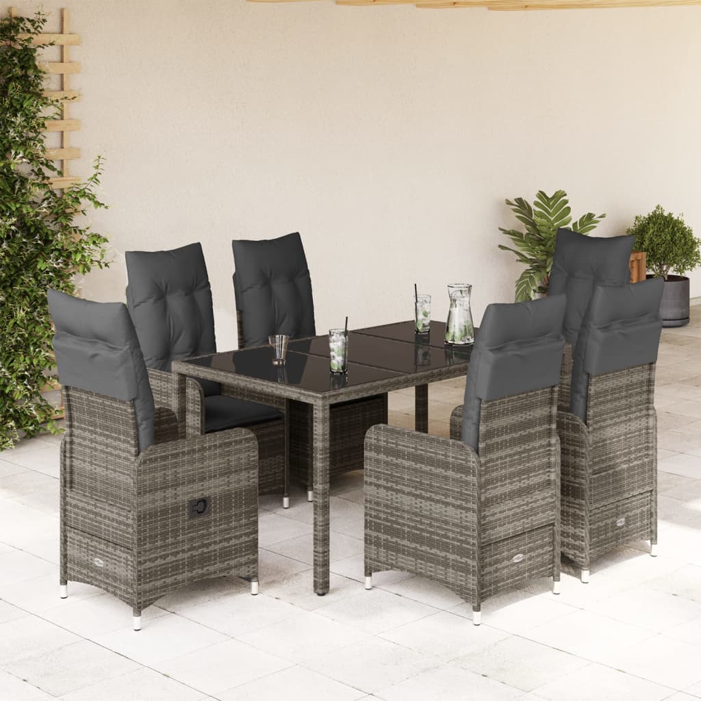 Set Bistrò da Giardino 5 pz con Cuscini in Polyrattan Grigio 3277036