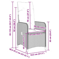 Set Bistrò da Giardino 7 pz con Cuscini in Polyrattan Grigio 3277040