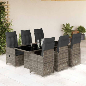 Set Bistrò da Giardino 7 pz con Cuscini in Polyrattan Grigio 3277040