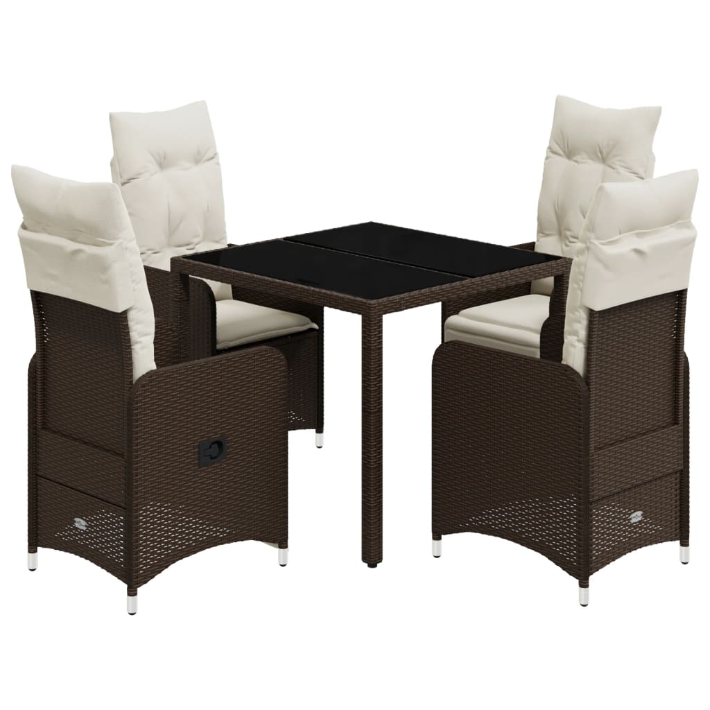 Set Bistrò da Giardino 5 pz con Cuscini in Polyrattan Marrone 3277065