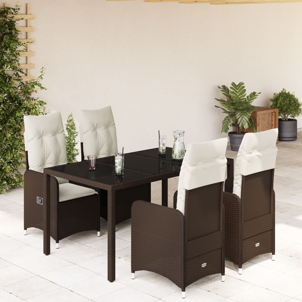 Set Bistrò da Giardino 5 pz con Cuscini in Polyrattan Marrone 3277066