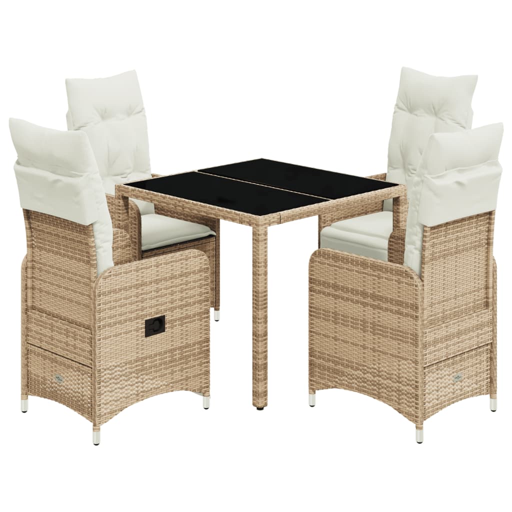 Set da Bistrò da Giardino 5 pz con Cuscini Beige in Polyrattan 3277097