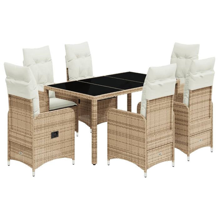 Set da Bistrò da Giardino 7 pz con Cuscini Beige in Polyrattan 3277099