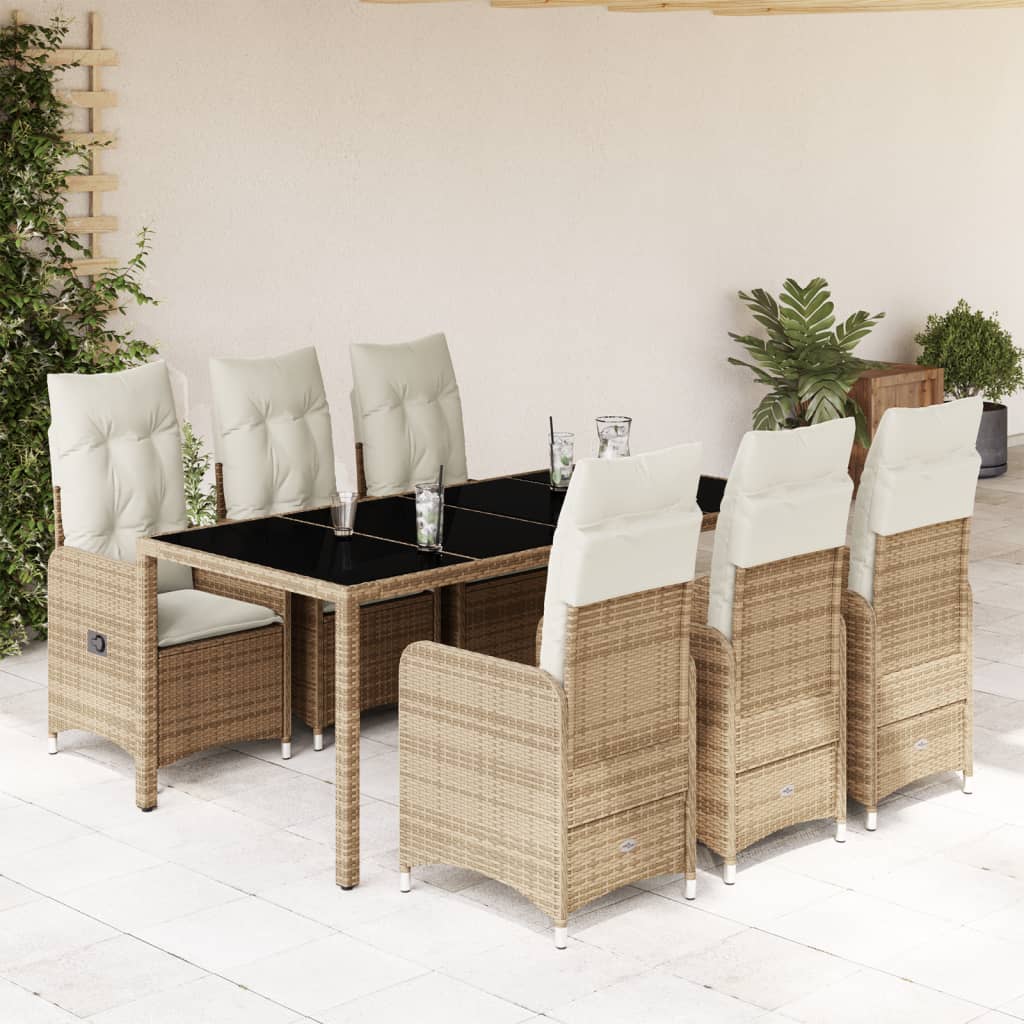 Set da Bistrò da Giardino 7 pz con Cuscini Beige in Polyrattan 3277101