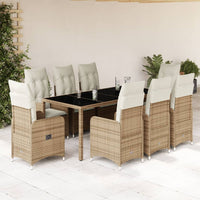 Set da Bistrò da Giardino 9 pz con Cuscini Beige in Polyrattan 3277102