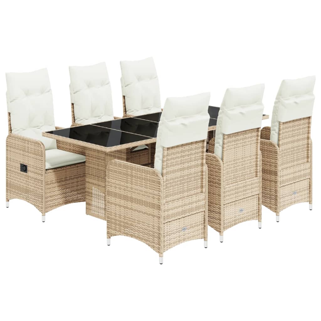 Set da Bistrò da Giardino 7 pz con Cuscini Beige in Polyrattan 3277104