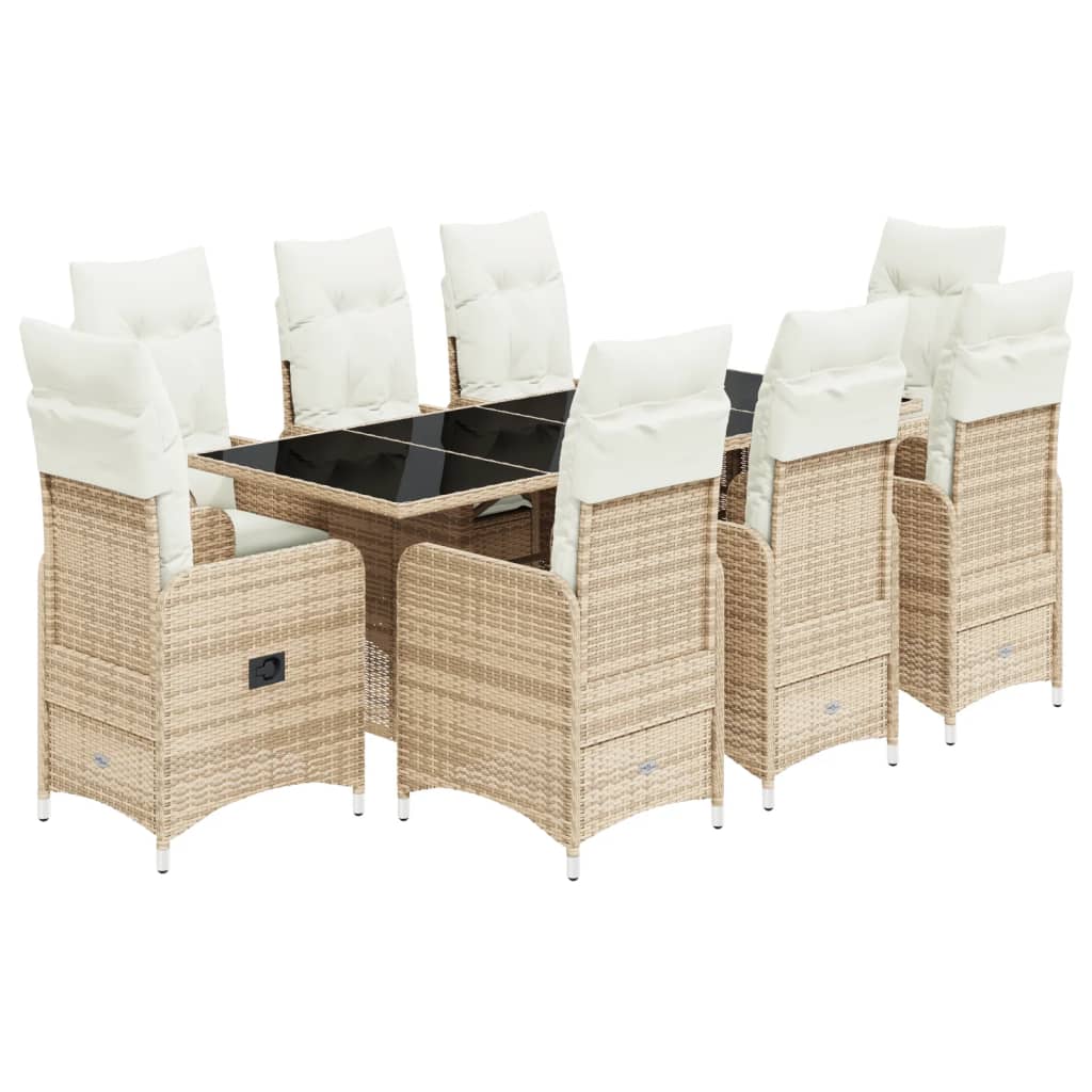 Set da Bistrò da Giardino 9 pz con Cuscini Beige in Polyrattan 3277105