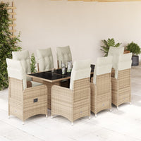 Set da Bistrò da Giardino 9 pz con Cuscini Beige in Polyrattan 3277105