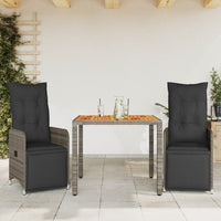 Set Bistrò da Giardino 3 pz con Cuscini in Polyrattan Grigio 3277157