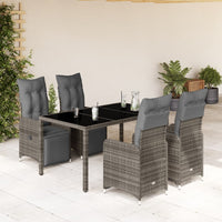 Set Bistrò da Giardino 5 pz con Cuscini in Polyrattan Grigio 3277167