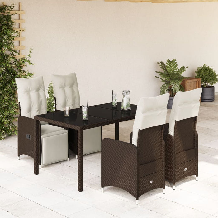 Set Bistrò da Giardino 5 pz con Cuscini in Polyrattan Marrone 3277189