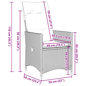 Set da Bistrò da Giardino 11 pz con Cuscini Nero in Polyrattan 3277232