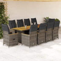 Set Bistrò da Giardino 11 pz con Cuscini in Polyrattan Grigio 3277254