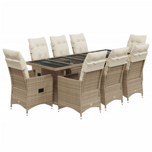 Set da Bistrò da Giardino 9 pz con Cuscini Beige in Polyrattan 3277265