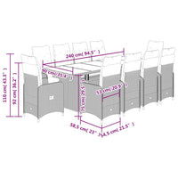 Set da Bistrò da Giardino 11 pz con Cuscini Nero in Polyrattan 3277275