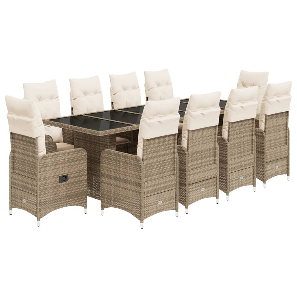 Set Bistrò da Giardino 11 pz con Cuscini in Polyrattan Beige 3277288