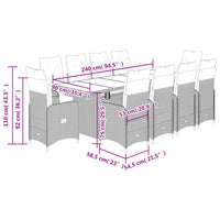 Set Bistrò da Giardino 11 pz con Cuscini in Polyrattan Beige 3277288