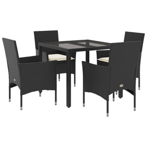 Set da Pranzo da Giardino con Cuscini 5 pz Polyrattan e Vetro 3278538