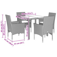 Set da Pranzo da Giardino con Cuscini 5 pz Polyrattan e Vetro 3278538