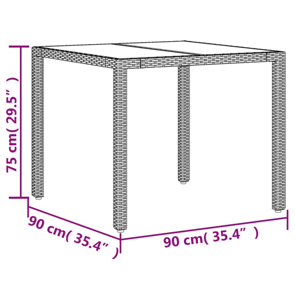 Set da Pranzo da Giardino con Cuscini 5 pz Polyrattan e Vetro 3278538