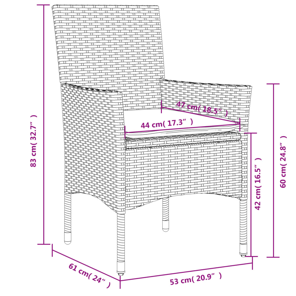 Set da Pranzo da Giardino 9 pz con Cuscini Polyrattan e Vetro 3278548