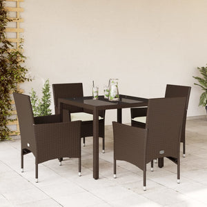 Set da Pranzo da Giardino 5pz con Cuscini Polyrattan e Vetro 3278550