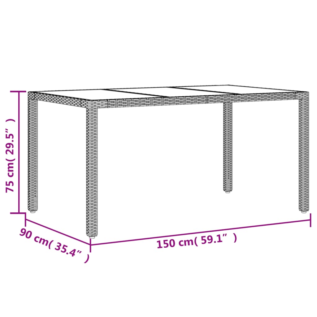 Set Pranzo da Giardino 7pz con Cuscini Marrone Polyrattan Vetro 3278552