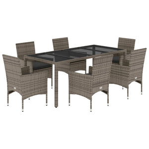 Set da Pranzo da Giardino 7 pz con Cuscini Polyrattan e Vetro 3278559