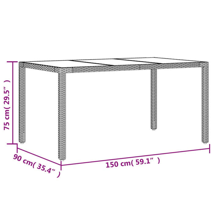 Set Pranzo Giardino 7 pz Cuscini Grigio Chiaro Polyrattan Vetro 3278576