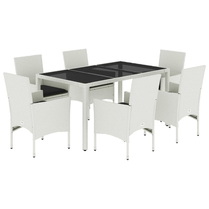 Set da Pranzo da Giardino 7 pz con Cuscini Polyrattan e Vetro 3278582