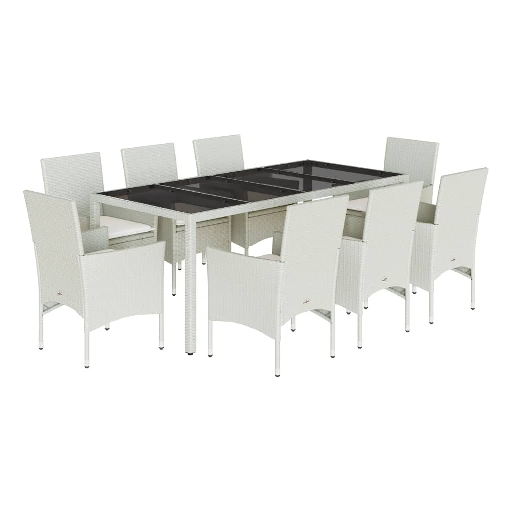 Set da Pranzo da Giardino 9 pz con Cuscini Polyrattan e Vetro 3278584