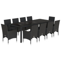 Set da Pranzo da Giardino 11 pz con Cuscini Polyrattan e Vetro 3278588