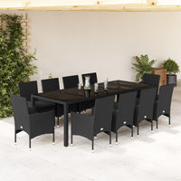 Set da Pranzo da Giardino 11 pz con Cuscini Polyrattan e Vetro 3278588