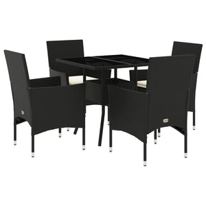 Set da Pranzo da Giardino con Cuscini 5 pz Polyrattan e Vetro 3278600