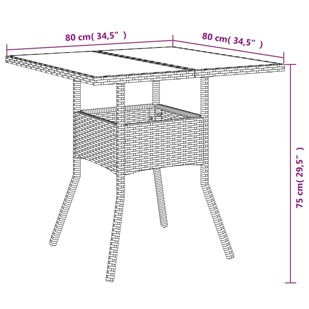 Set da Pranzo da Giardino con Cuscini 5 pz Polyrattan e Vetro 3278600