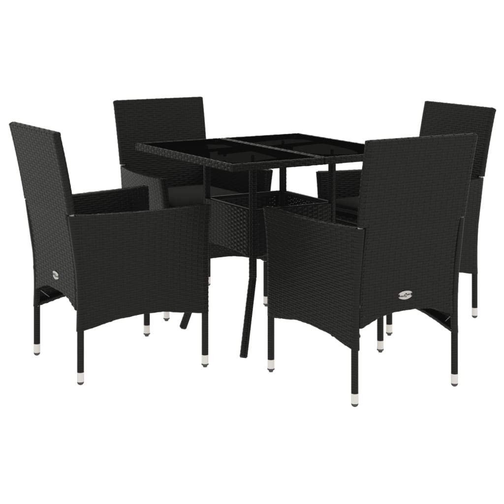 Set da Pranzo da Giardino con Cuscini 5 pz Polyrattan e Vetro 3278602