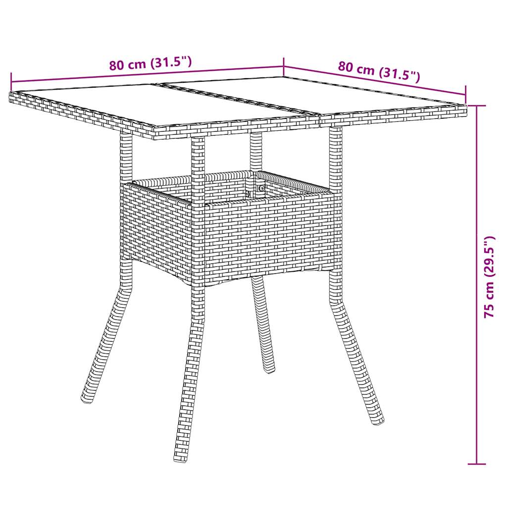 Set da Pranzo da Giardino con Cuscini 5 pz Polyrattan e Vetro 3278602