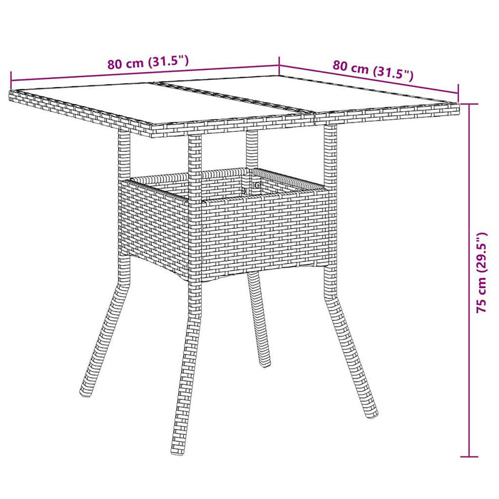 Set da Pranzo da Giardino con Cuscini 5 pz Polyrattan e Vetro 3278602