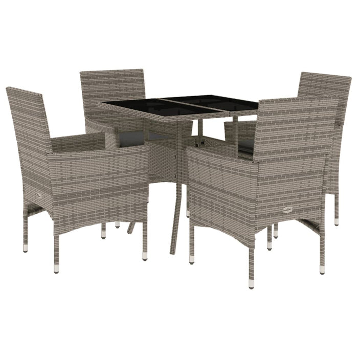 Set da Pranzo da Giardino 5 pz con Cuscini Polyrattan e Vetro 3278606