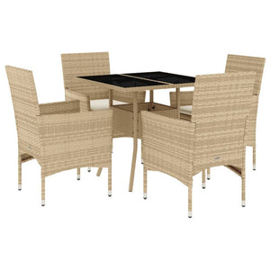 Set da Pranzo da Giardino 5 pz con Cuscini Polyrattan e Vetro 3278610