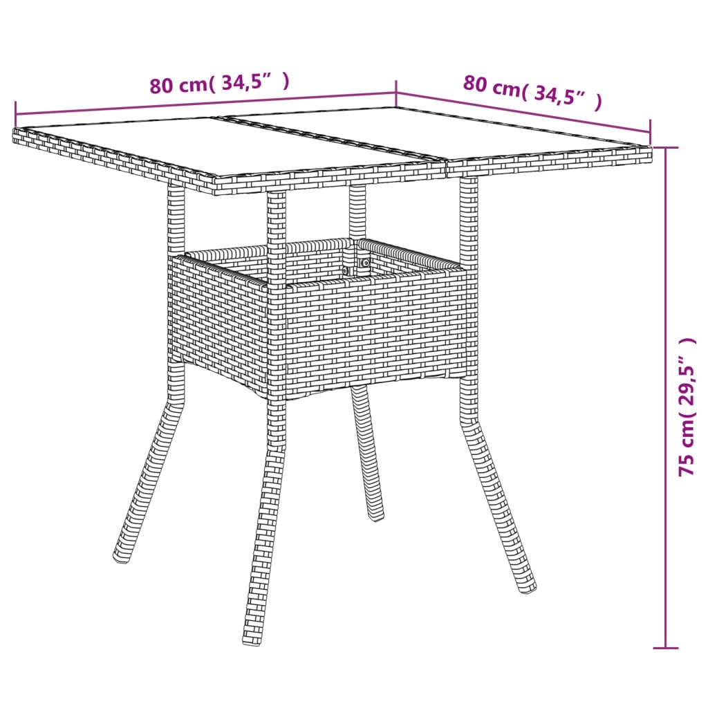 Set da Pranzo da Giardino 5 pz con Cuscini Polyrattan e Vetro 3278610