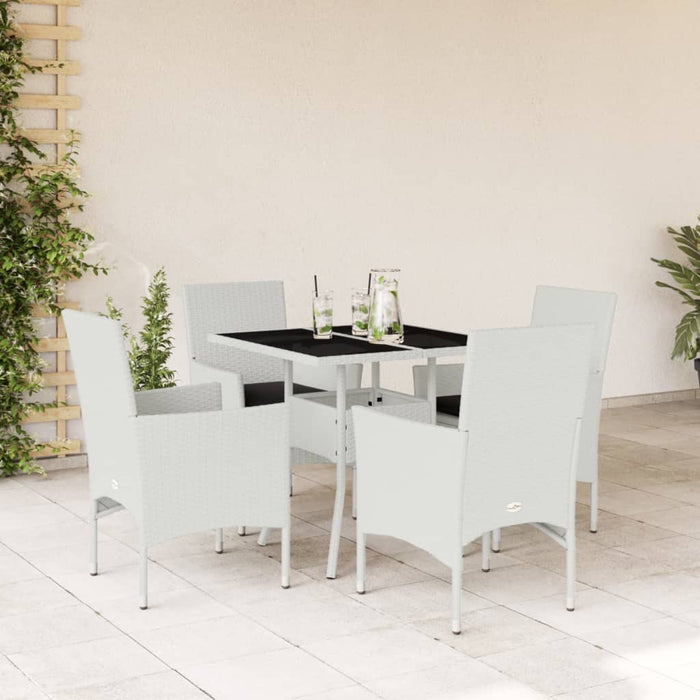 Set da Pranzo da Giardino 5 pz con Cuscini Polyrattan e Vetro 3278614