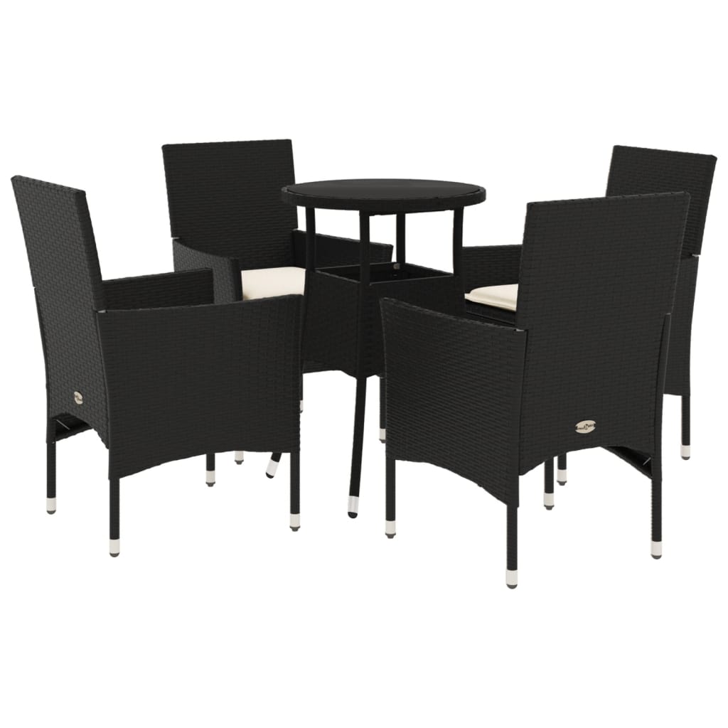 Set da Pranzo da Giardino con Cuscini 5 pz Polyrattan e Vetro 3278616