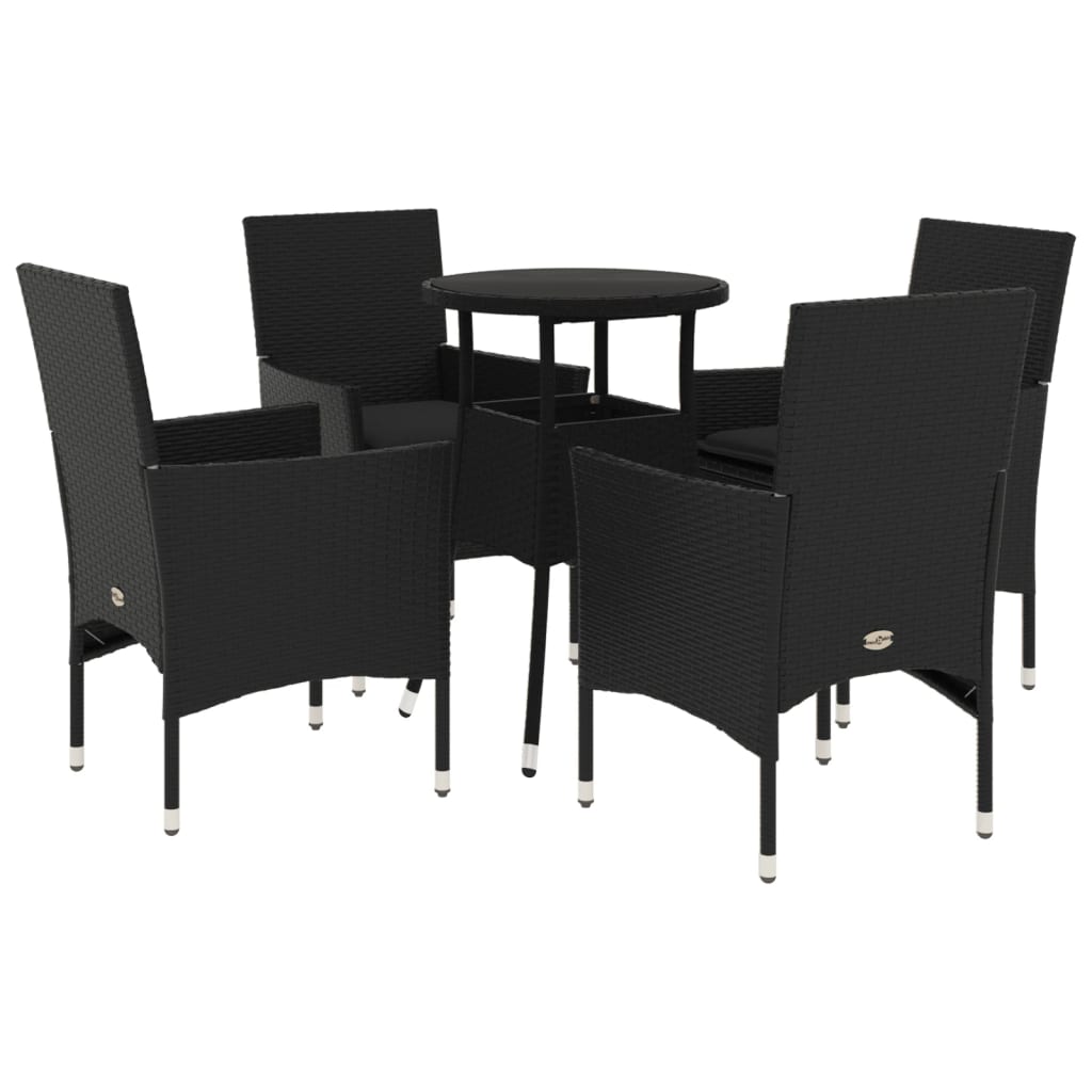 Set da Pranzo da Giardino con Cuscini 5 pz Polyrattan e Vetro 3278618