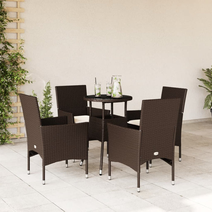 Set da Pranzo da Giardino 5pz con Cuscini Polyrattan e Vetro 3278620